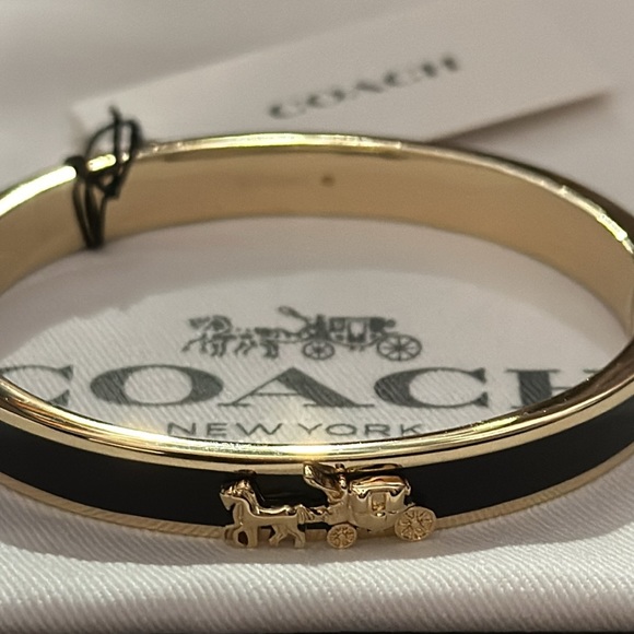 Coach gold and black horse and carriage hinged bangle - Picture 2 of 4